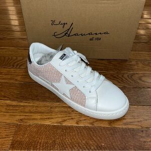 Vintage Havana Carla Pink Tweed Fashion Sneakers Women’s Size 8 NEW